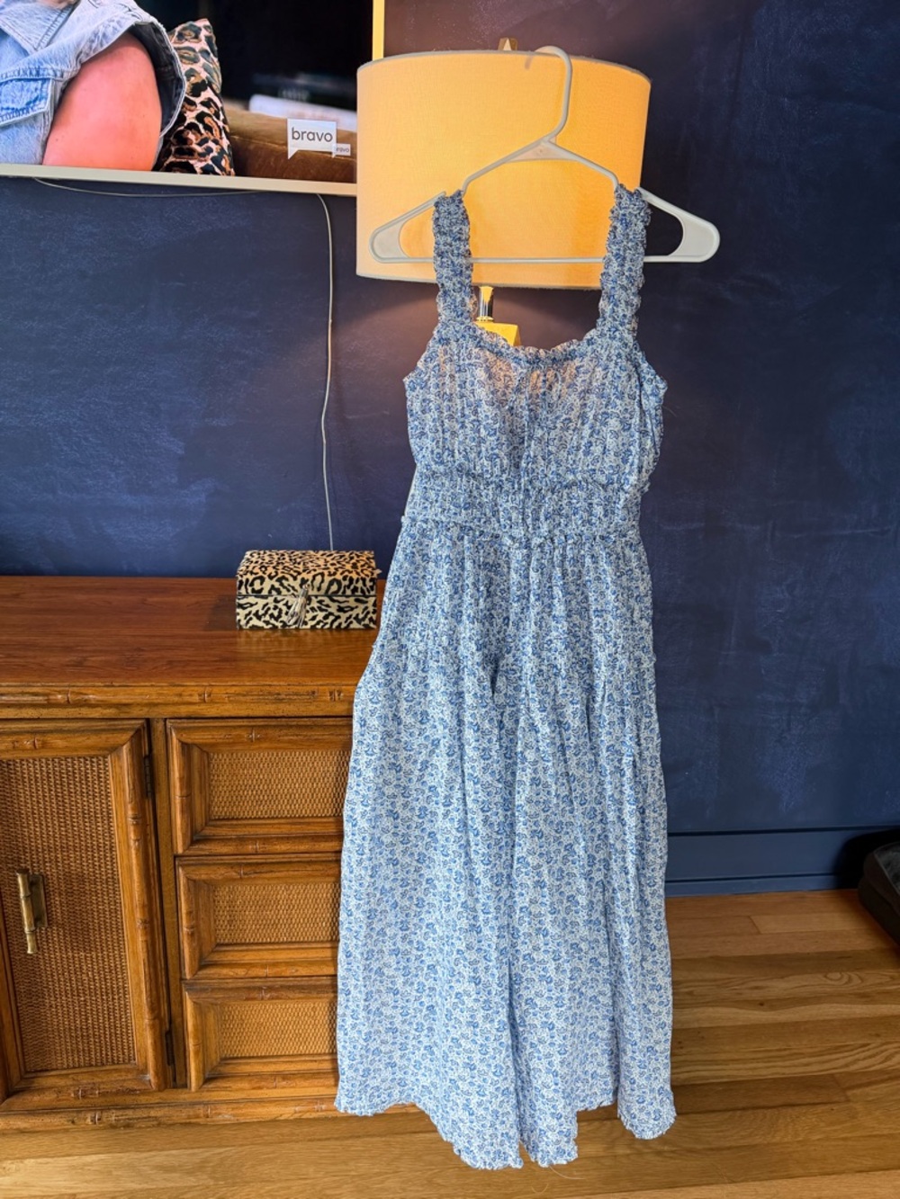 Blue Floral Smocked Maxi Dress - Women